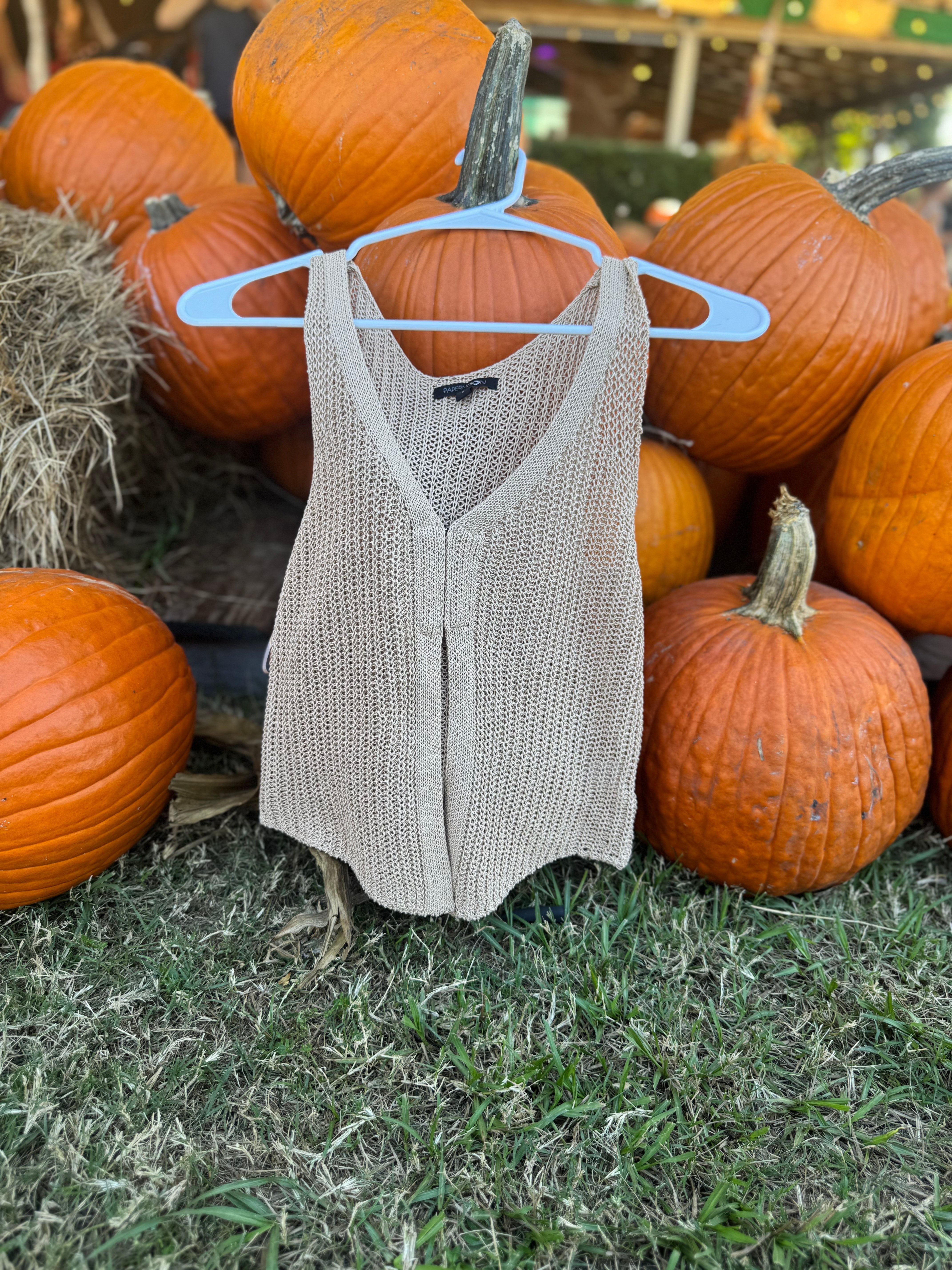 Taupe Sleeveless Knit Tank